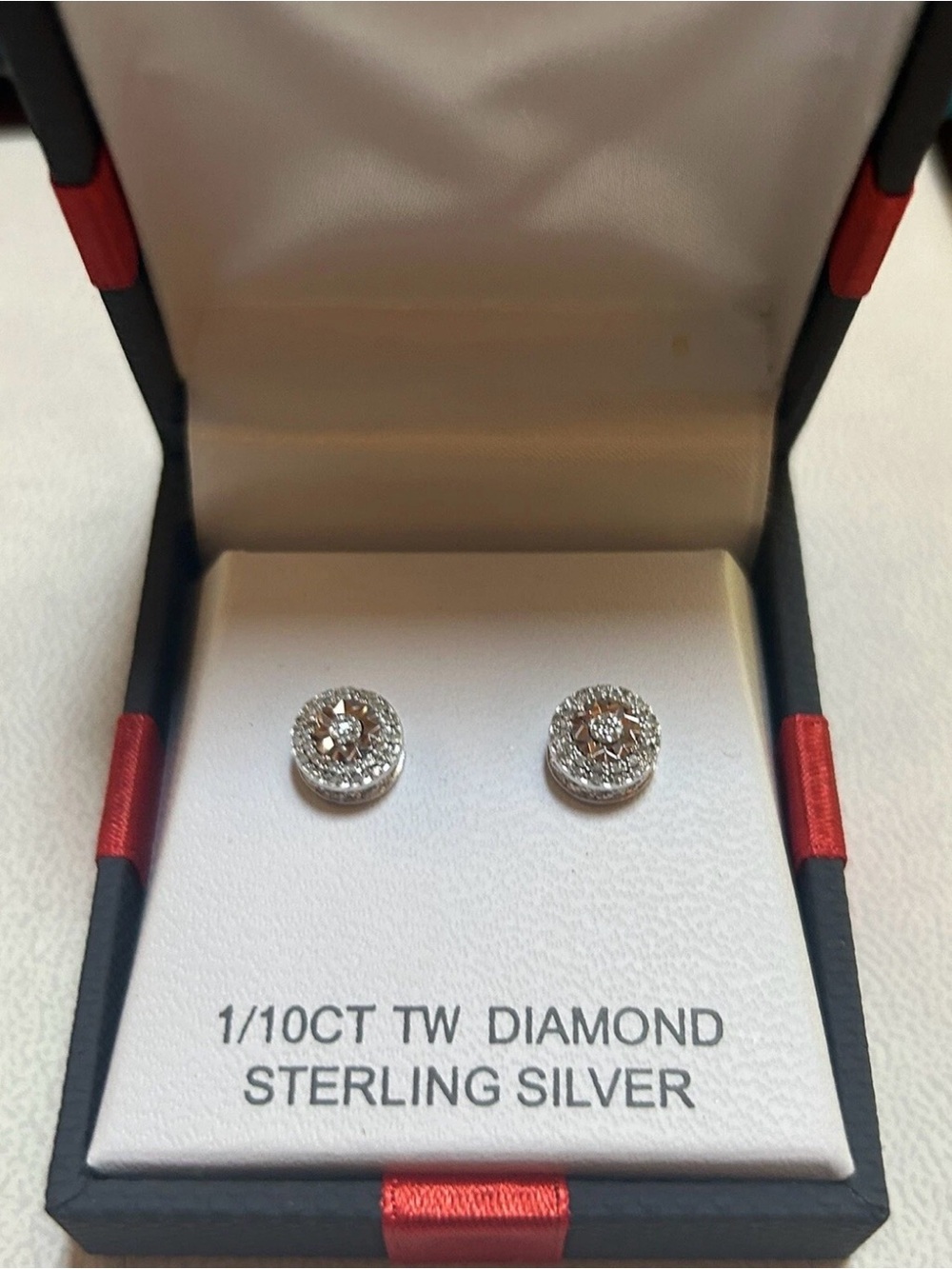 Macy's Sterling Silver Round Halo Diamond Stud Earrings — Silver